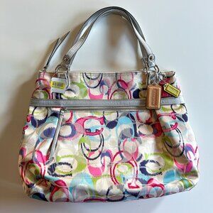 NWT Vintage Y2K Coach Poppy Ikat Scribble Signature Glam Tote Bag Purse